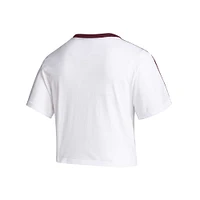 T-shirt court à trois bandes adidas Texas A&M Aggies pour femme, blanc