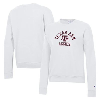 Sweat-shirt blanc Champion pour femmes Texas A&M Aggies Team Arch Powerblend