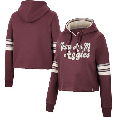 Women's Colosseum Maroon Texas A&M Aggies Retro Cropped Pullover Hoodie