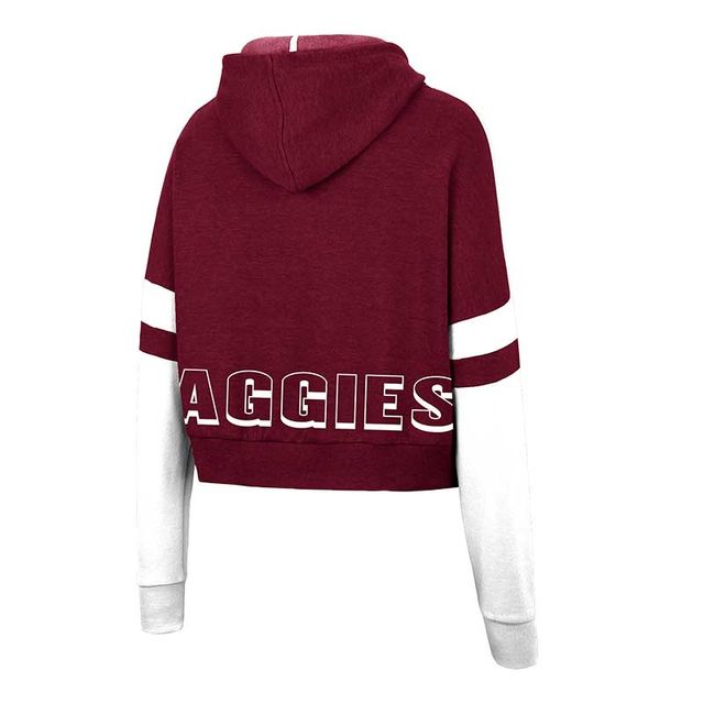 Sweat à capuche court Colosseum Texas A&M Aggies Throwback Stripe Arch Logo pour femme