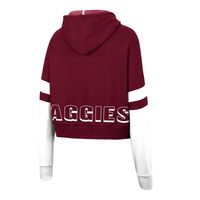 Women's Colosseum Maroon Texas A&M Aggies Throwback Stripe Arch Logo Cropped Pullover Hoodie