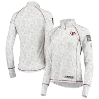 Colosseum White Texas A&M Aggies OHT Military Appreciation Officer Arctic Camo Fitted Lightweight 1/4-Zip Jacket