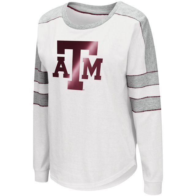 T-shirt à manches longues Colosseum Texas A&M Aggies Trey Dolman pour femme, blanc