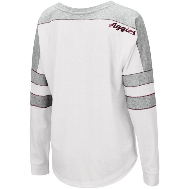 T-shirt à manches longues Colosseum Texas A&M Aggies Trey Dolman pour femme, blanc