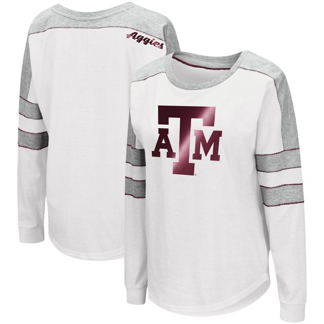 T-shirt à manches longues Colosseum Texas A&M Aggies Trey Dolman pour femme, blanc