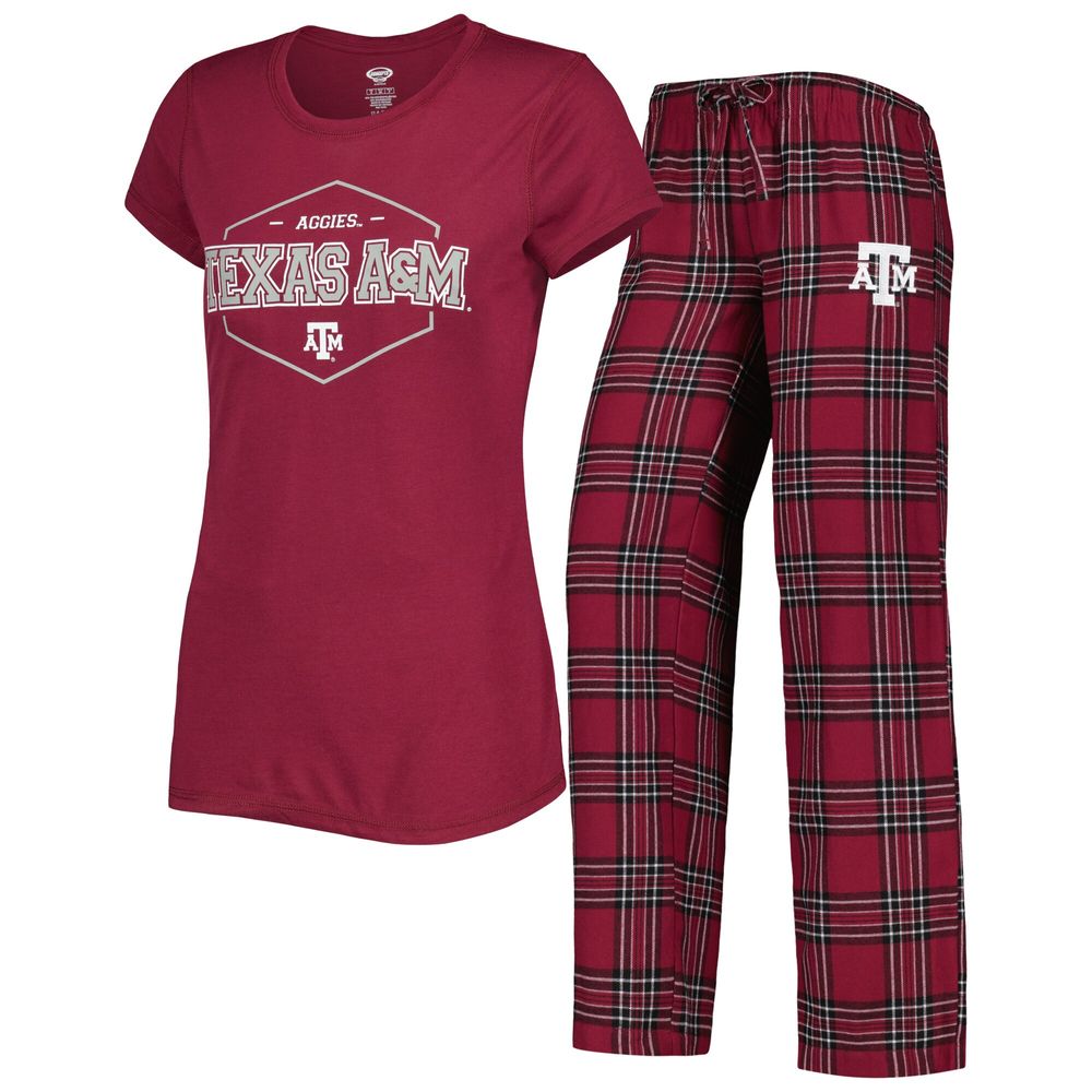 Women's Concepts Sport Maroon/Black Texas A&M Aggies Badge T-Shirt & Flannel Pants Sleep Set