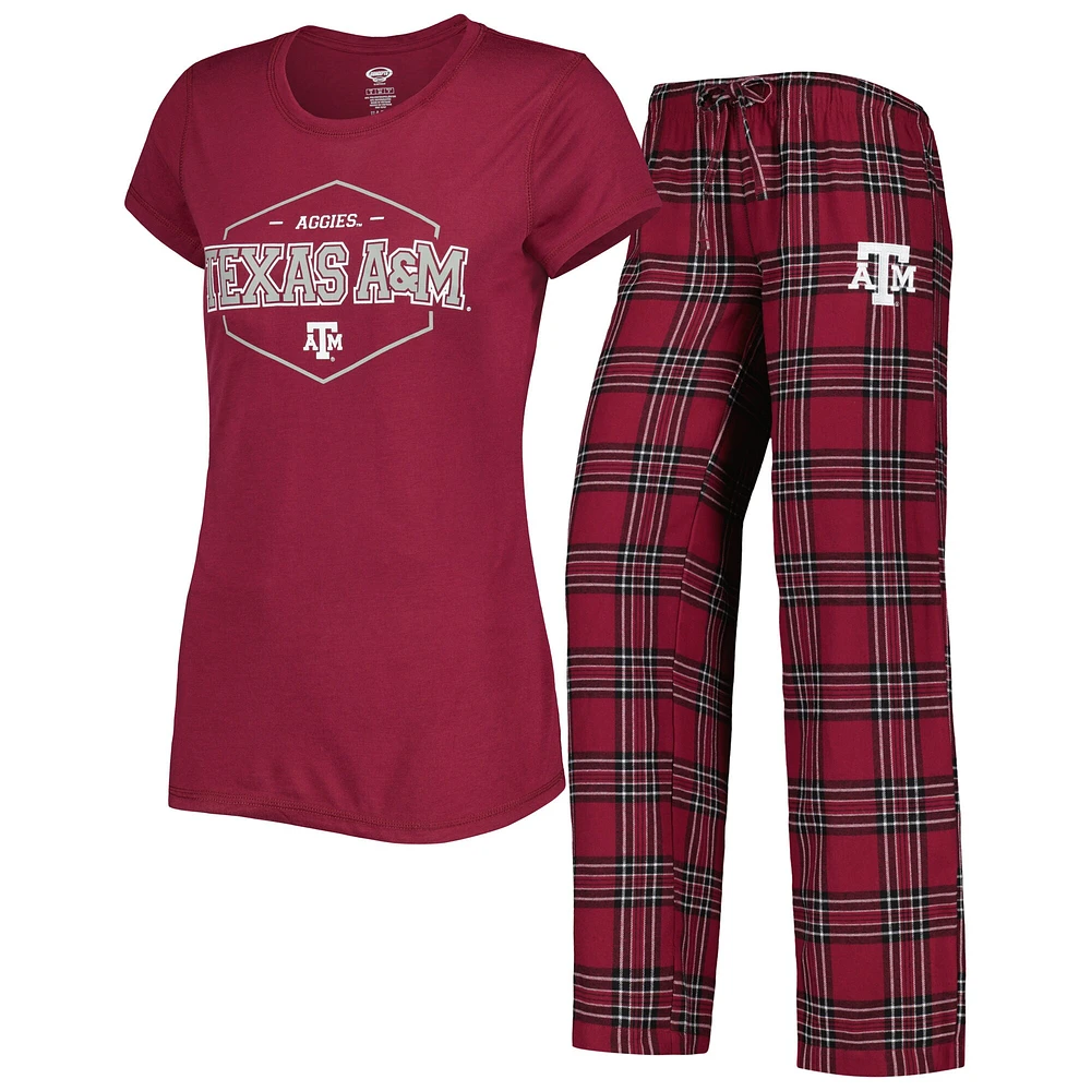 Concepts Sport T-shirt et pantalon en flanelle Texas A&M Aggies Badge marron/noir pour femme