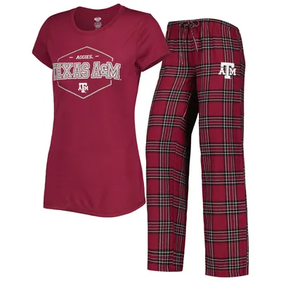 Texas A&M Aggies Concepts Sport Women's Badge T-Shirt & Flannel Pants Sleep Set - Maroon/Black