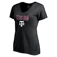 T-shirt à col en V noir Texas A&M Aggies Team Lockup pour femme Fanatics