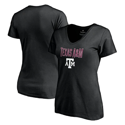 T-shirt à col en V noir Texas A&M Aggies Team Lockup pour femme Fanatics