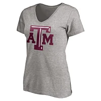 Women's Fanatics Gray Texas A&M Aggies Primary Logo V-Neck T-Shirt