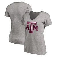 Women's Fanatics Gray Texas A&M Aggies Primary Logo V-Neck T-Shirt