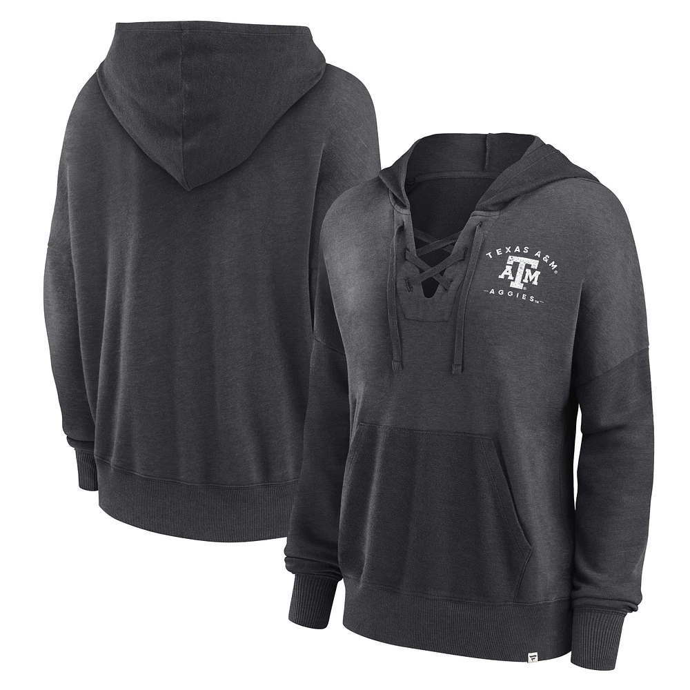 Sweat à capuche lacets Fanatics Heather Charcoal Texas A&M Aggies Campus pour femmes