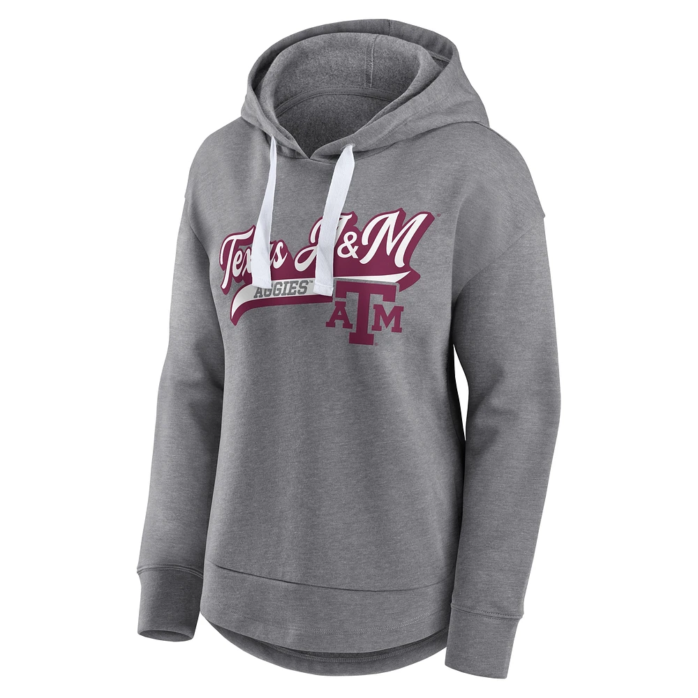 Women's Fanatics  Heather Gray Texas A&M Aggies Tail Sweep Pullover Hoodie