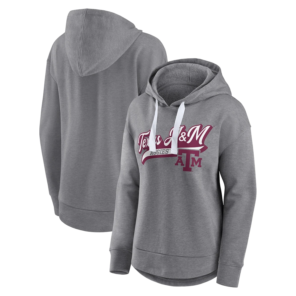 Women's Fanatics  Heather Gray Texas A&M Aggies Tail Sweep Pullover Hoodie