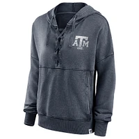 Women's Fanatics Heathered Charcoal Texas A&M Aggies Overall Speed Lace-Up Pullover Hoodie