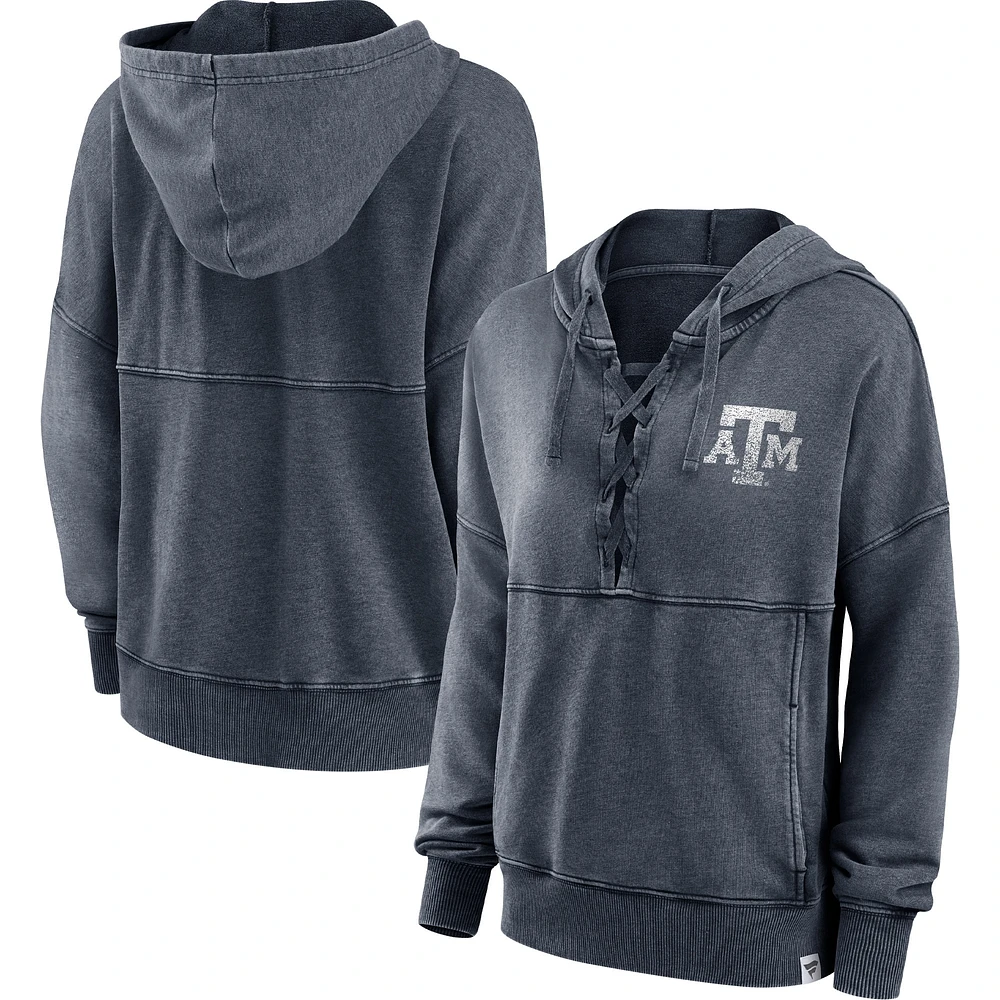 Women's Fanatics Heathered Charcoal Texas A&M Aggies Overall Speed Lace-Up Pullover Hoodie