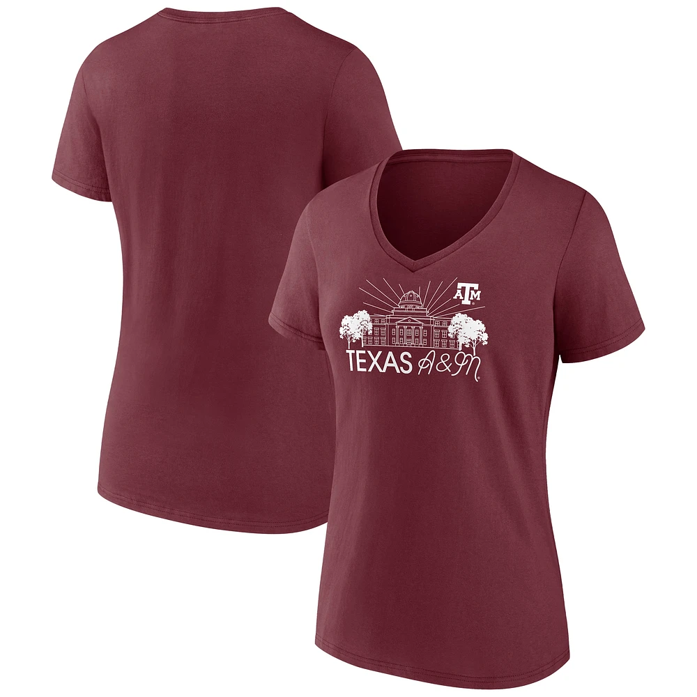 T-shirt Fanatics pour femmes, marron, Texas A&M Aggies, tirage au sort de la région Fundamentals