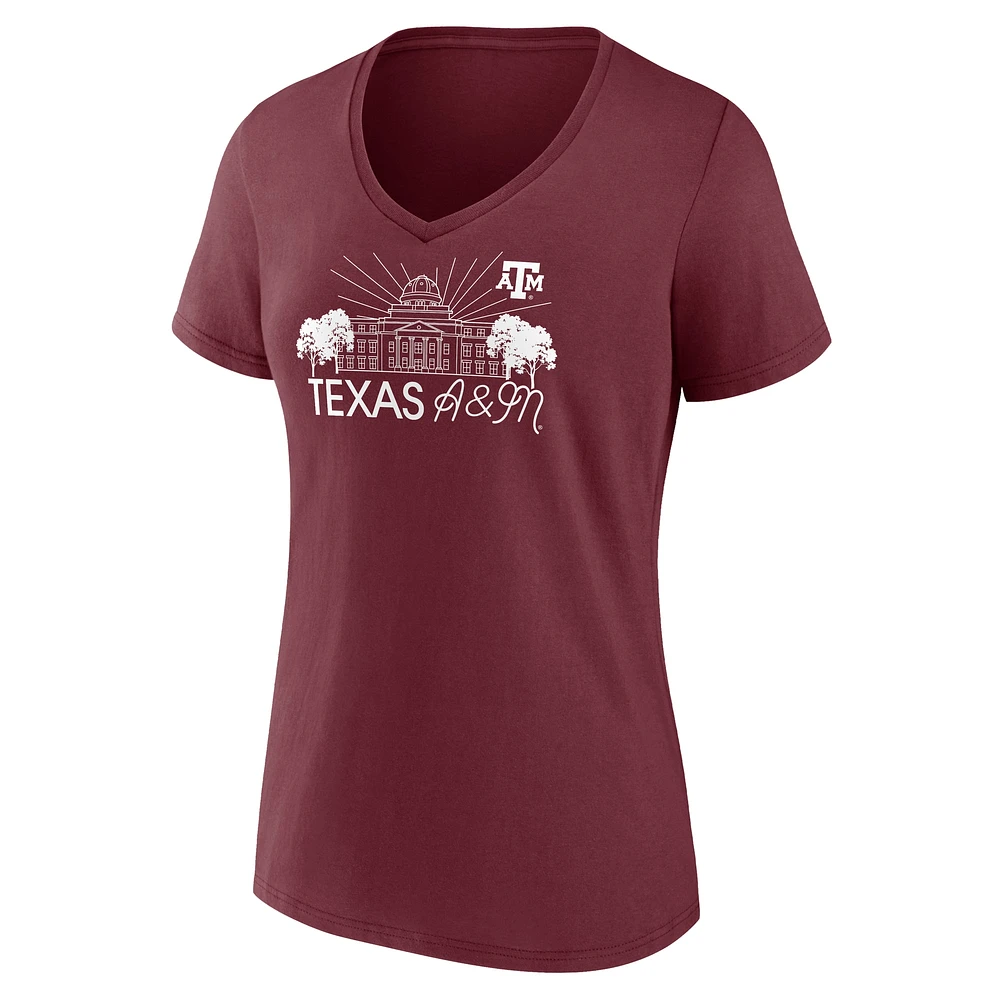 T-shirt Fanatics pour femmes, marron, Texas A&M Aggies, tirage au sort de la région Fundamentals