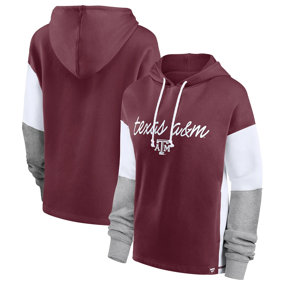 Sweat à capuche color block Fanatics Maroon Texas A&M Aggies pour femmes Play It Safe