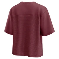 Haut tendance à col en V avec superposition de scripts maille pour femmes Fanatics Maroon Texas A&M Aggies