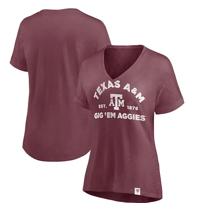 T-shirt fluide à col en V True Classics de Texas A&M Aggies Fanatics pour femme Maroon