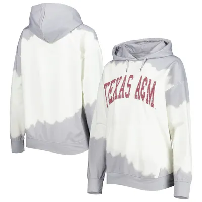 Women's Gameday Couture White/Gray Texas A&M Aggies For the Fun Double Dip-Dyed Pullover Hoodie