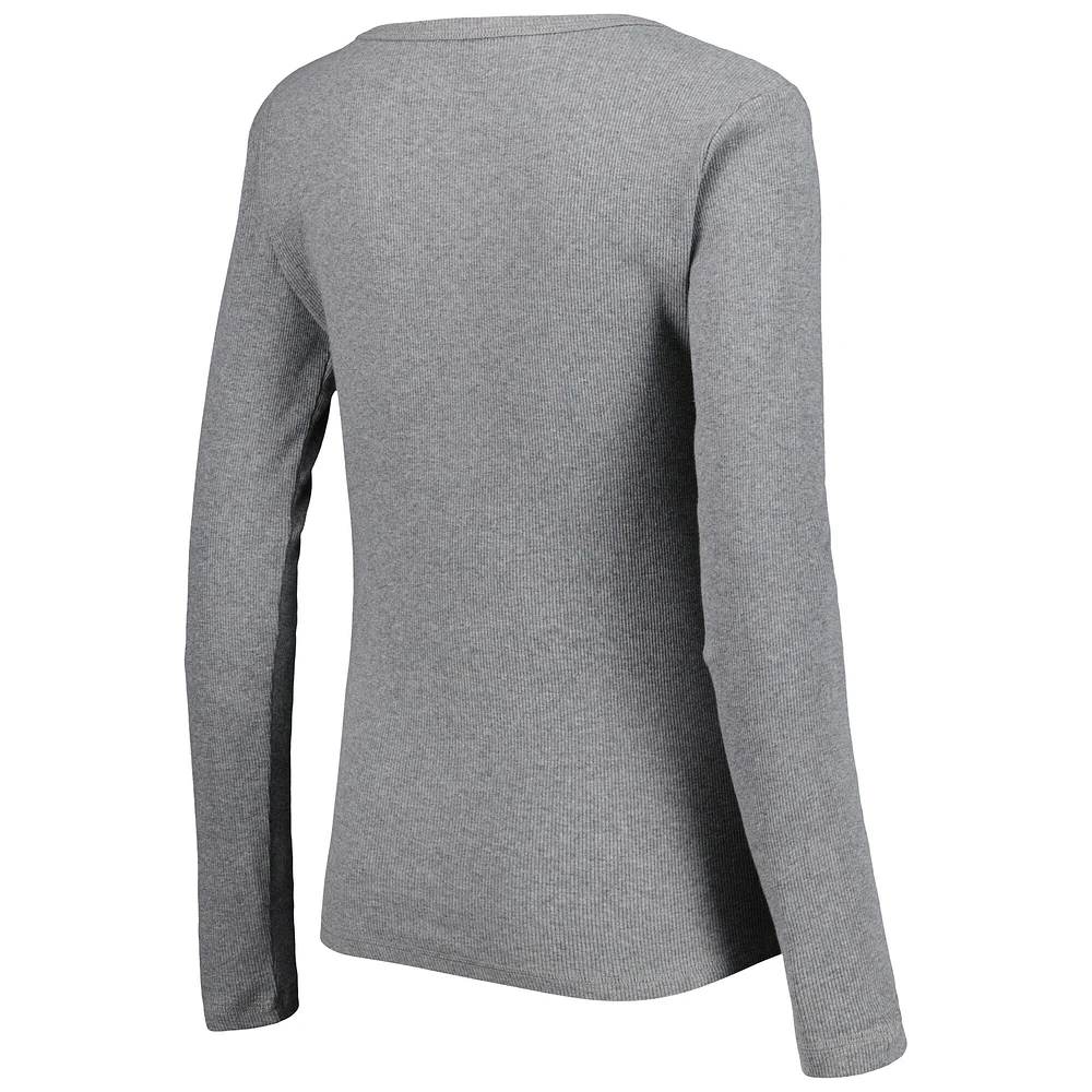 Women's Gray Texas A&M Aggies Harper Henley Long Sleeve T-Shirt