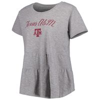 Women's Gray Texas A&M Aggies Willow Ruffle-Bottom T-Shirt