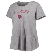 Women's Gray Texas A&M Aggies Willow Ruffle-Bottom T-Shirt