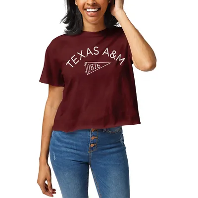 Texas A&M Aggies League Collegiate Wear Women's Pennant Clothesline Cropped T-Shirt - Maroon