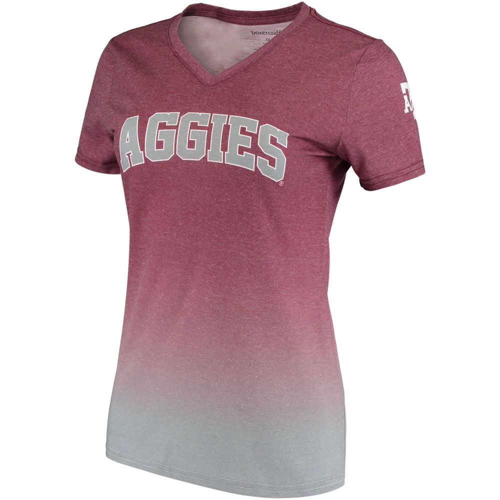 Women's Maroon Texas A&M Aggies Ombre V-Neck T-Shirt