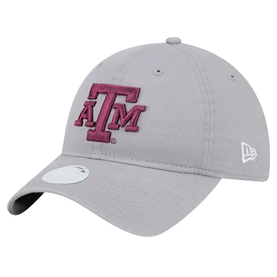 Casquette ajustable 9TWENTY Texas A&M Aggies pour femme New Era grise