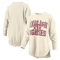 Sweat-shirt ras du cou en polaire Pressbox crème Texas A&M Aggies Poncho pour femme