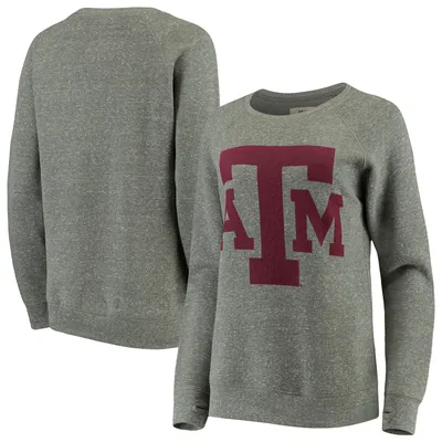 Texas A&M Aggies Pressbox Women's Big Team Logo Knobi Fleece Tri-Blend Crew Neck Sweatshirt - Heathered Gray