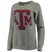 Women's Pressbox Heathered Gray Texas A&M Aggies Big Team Logo Knobi Fleece Tri-Blend Crew Neck Sweatshirt