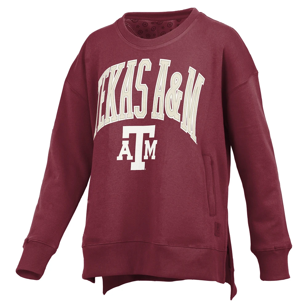 Sweat-shirt à enfiler avec poche pour femme Pressbox Maroon Texas A&M Aggies