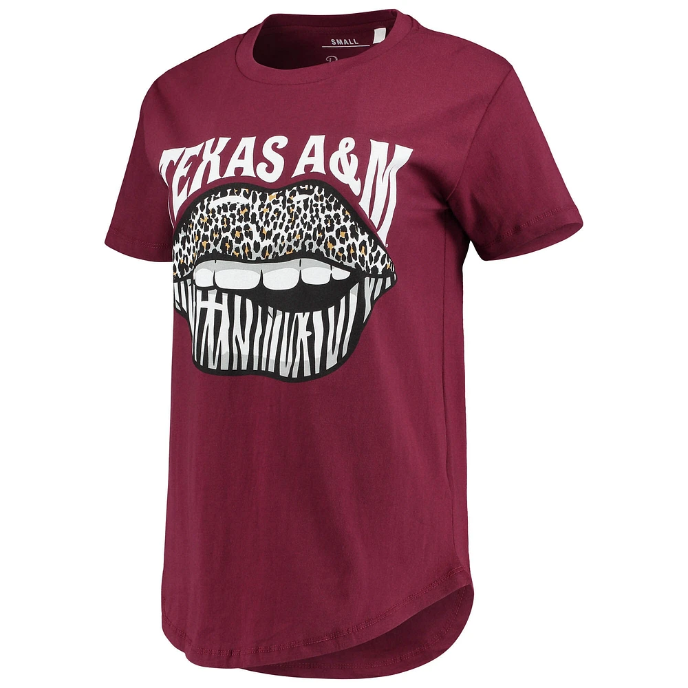 Women's Pressbox Maroon Texas A&M Aggies Wild Lips Core T-Shirt