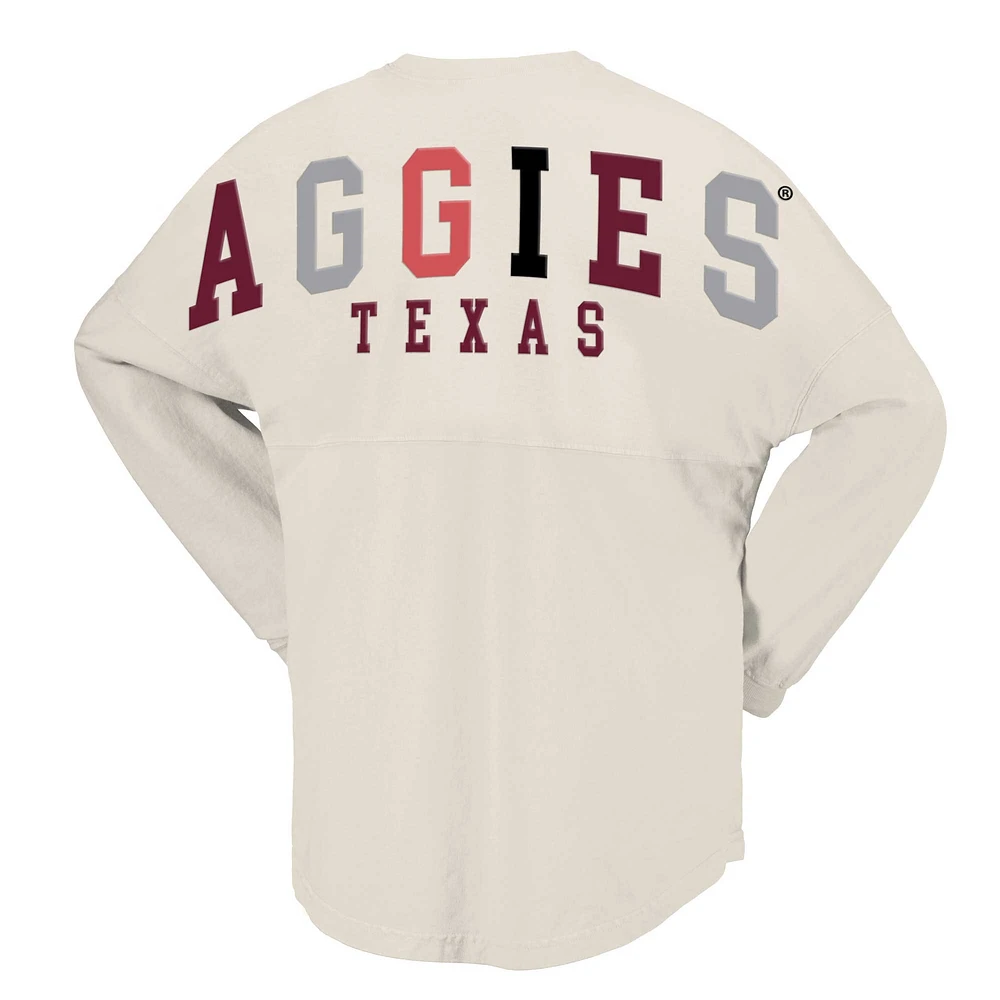 T-shirt à manches longues Spirit Jersey Tan Texas A&M Aggies Rainbow Arch pour femmes