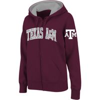 Women's Stadium Athletic Maroon Texas A&M Aggies Arched Name Full-Zip Hoodie