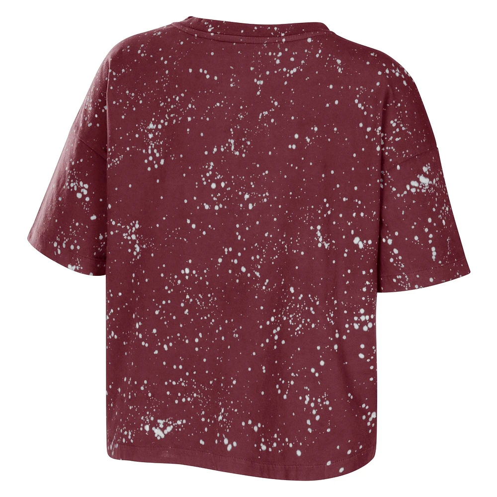 T-shirt court à encolure crantée WEAR by Erin Andrews Texas A&M Aggies Bleach Wash Splatter pour femme