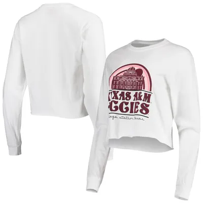 Texas A&M Aggies Women's Retro Campus Crop Long Sleeve T-Shirt - White