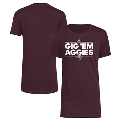 T-shirt adidas Maroon Texas A&M Aggies avec slogan Dazzler pour jeune