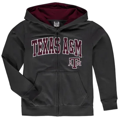 Texas A&M Aggies Youth Applique Arch & Logo Full-Zip Hoodie - Charcoal