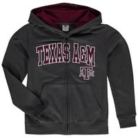 Youth Charcoal Texas A&M Aggies Applique Arch & Logo Full-Zip Hoodie