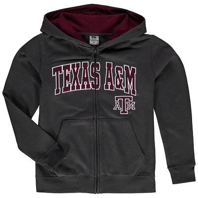 Chandail à capuchon avec arche et logo appliqués Texas A&M Aggies anthracite pour jeune