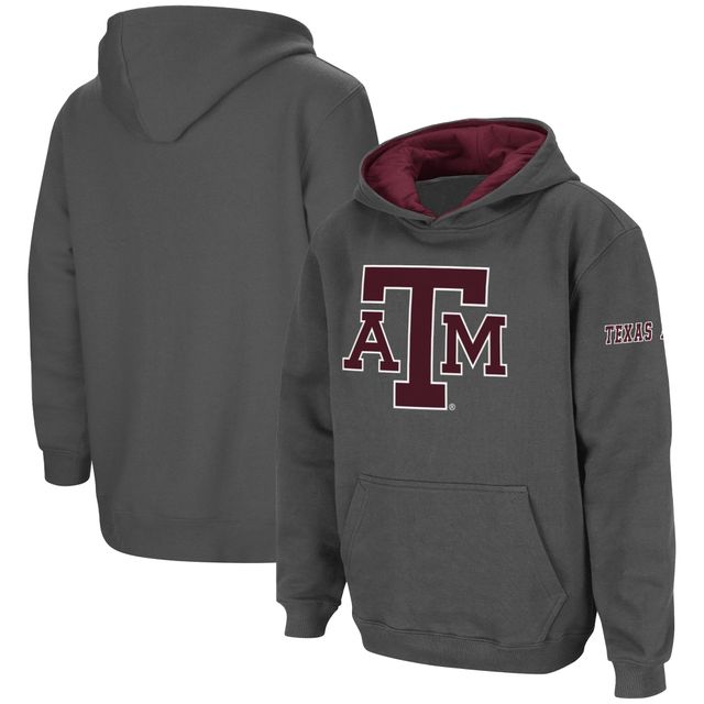 Chandail à capuchon gros logo gris anthracite Texas A&M Aggies pour jeune