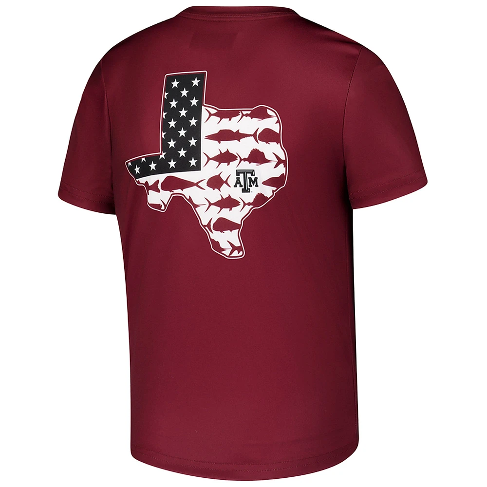 T-shirt Omni-Shade Terminal Tackle marron Columbia pour jeunes Texas A&M Aggies