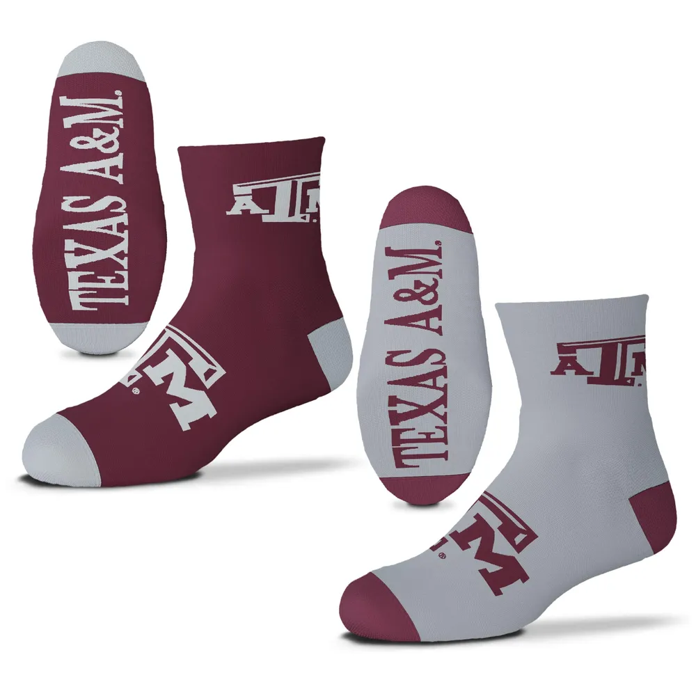 Lids Texas A&M Aggies For Bare Feet Youth Two-Pack Quarter-Length Team Socks