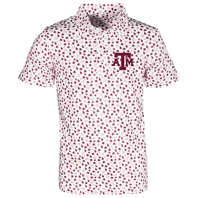 Polo imprimé intégral Earnest des Texas A&M Aggies pour jeunes Garb blanc